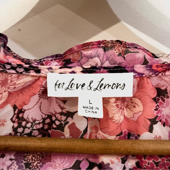 For love & lemons pink florales print blouse - Picture 2 of 6